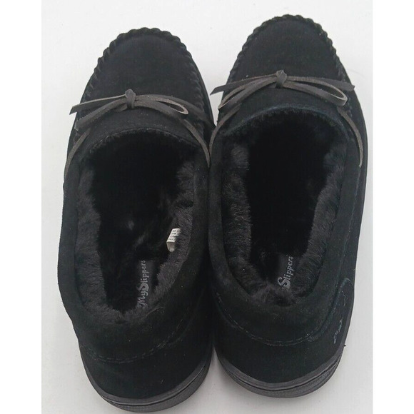 MyPillow Shoes My Pillow Mens Myslipper Faux Fur Lined Moccasin Slippers Black Size Us 2
